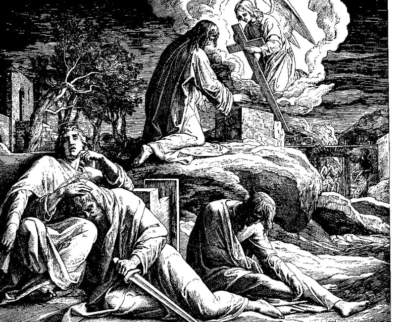 The Agony in Gethsemane by Julius Schnorr von Carolsfeld depicting Matthew 26:36
