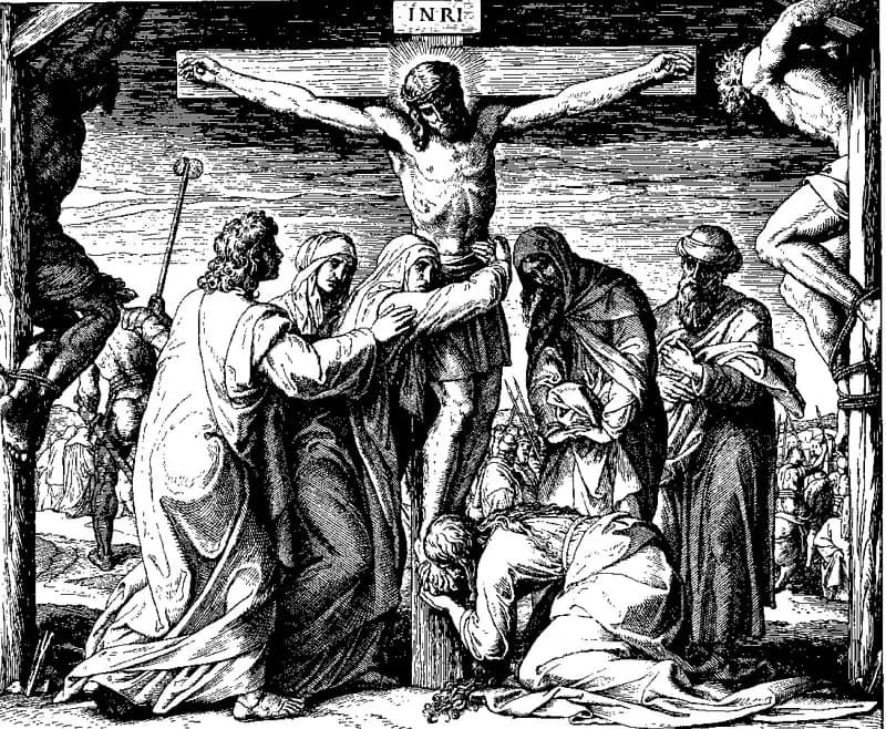 Jesus's Death on the Cross by Julius Schnorr von Carolsfeld depicting Matthew 27:45