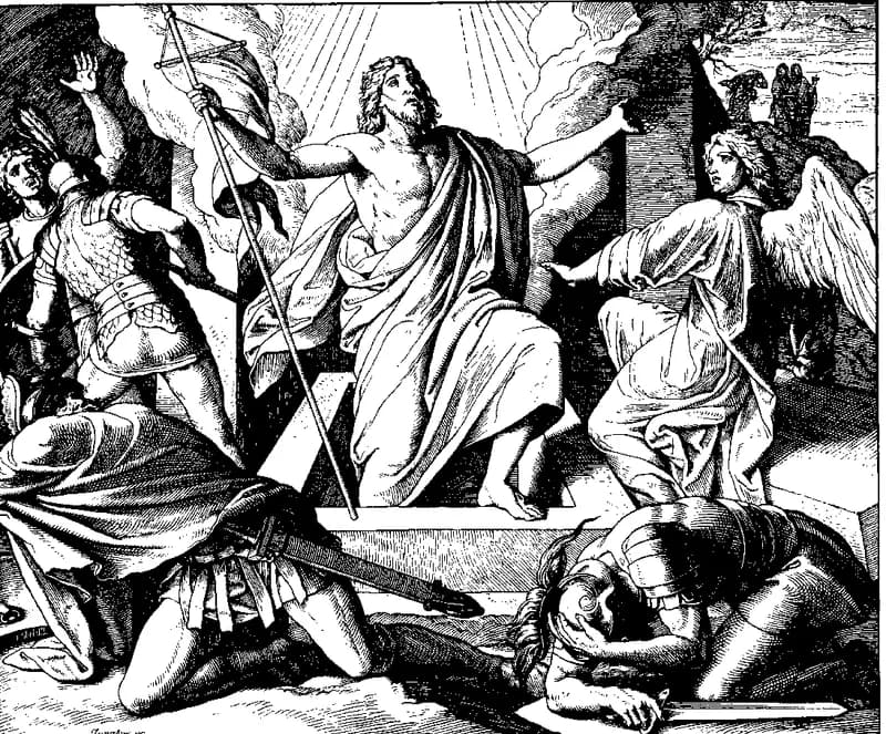 The Resurrection of Jesus by Julius Schnorr von Carolsfeld depicting Matthew 28:1