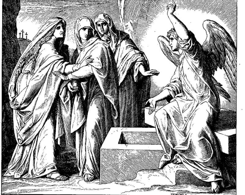 The Women at Jesus's Tomb by Julius Schnorr von Carolsfeld depicting Mark 16:1