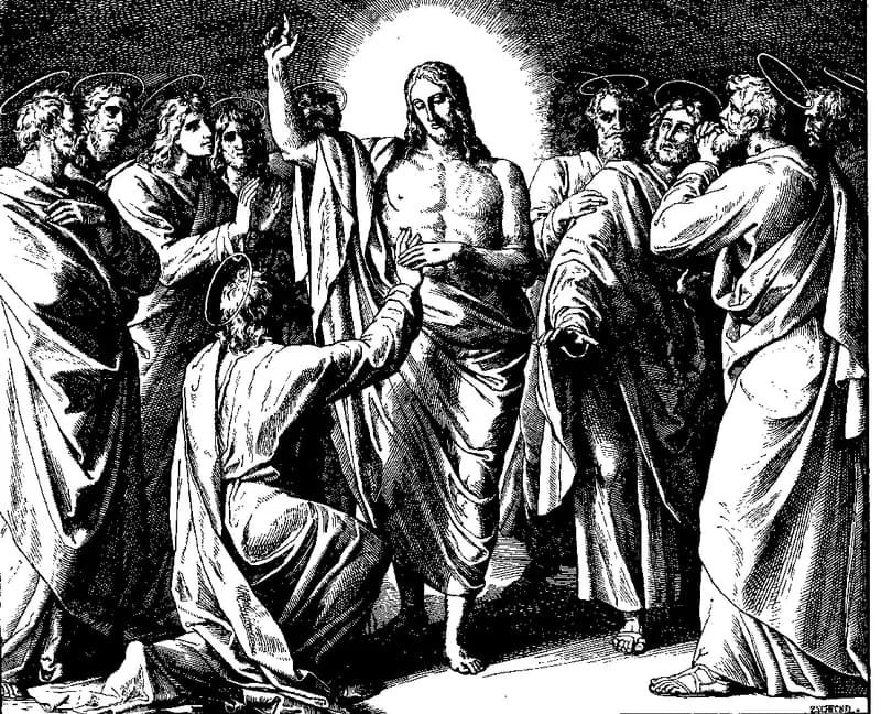 Jesus Appears to the Assembled Disciples by Julius Schnorr von Carolsfeld depicting John 20:19