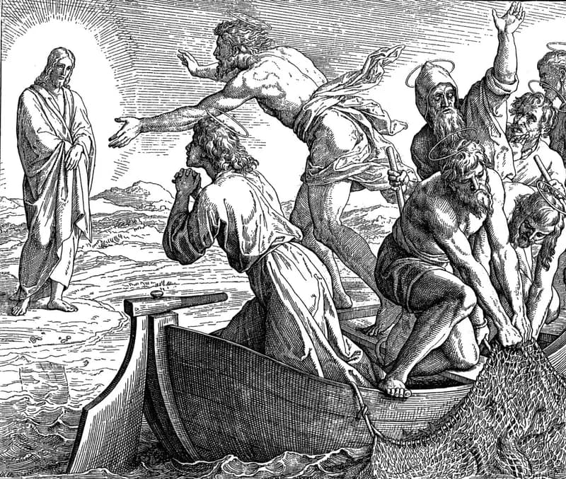 The Risen Savior Appears at the Sea of Galilee by Julius Schnorr von Carolsfeld depicting John 21:1
