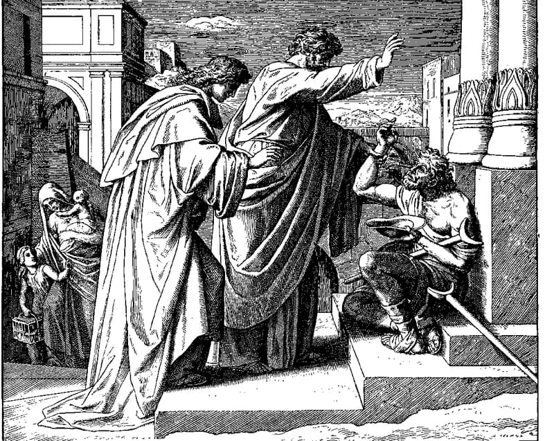 The Healing of the Lame Man by Julius Schnorr von Carolsfeld depicting Acts 3:1
