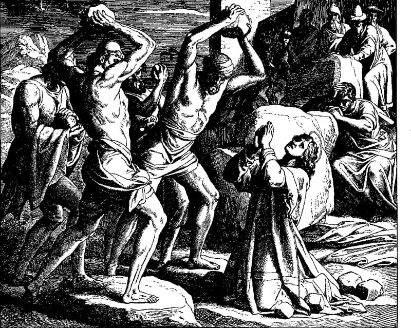The Stoning of Stephen by Julius Schnorr von Carolsfeld depicting Acts 7:54
