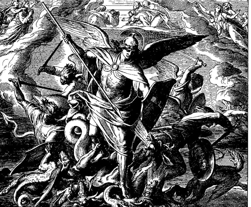 Michael and the Dragon by Julius Schnorr von Carolsfeld depicting Revelation 12:7