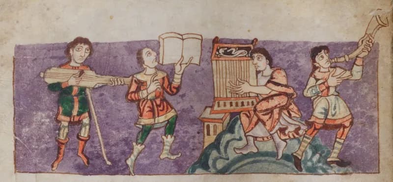 Stuttgart Psalter, folio 97v by Master of the Stuttgart Psalter depicting Psalms 81:1
