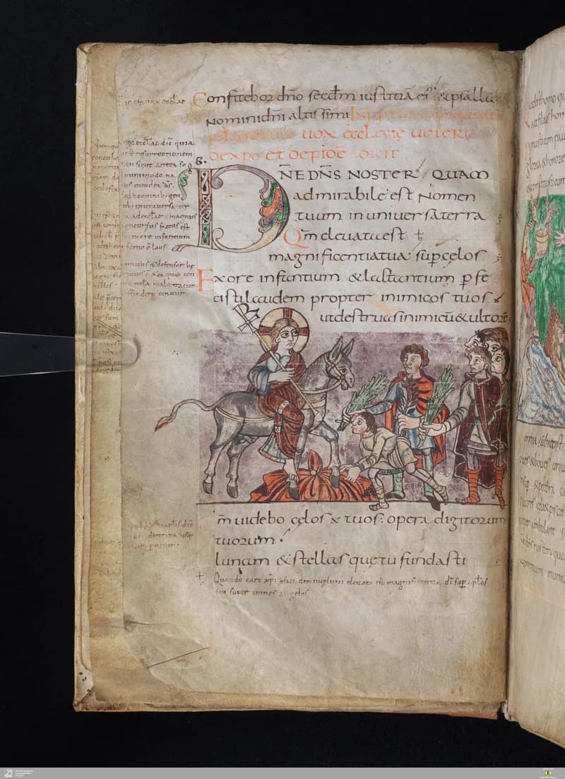 Stuttgart Psalter, Psalm 3 (folio 8v) by Master of the Stuttgart Psalter depicting Psalms 3