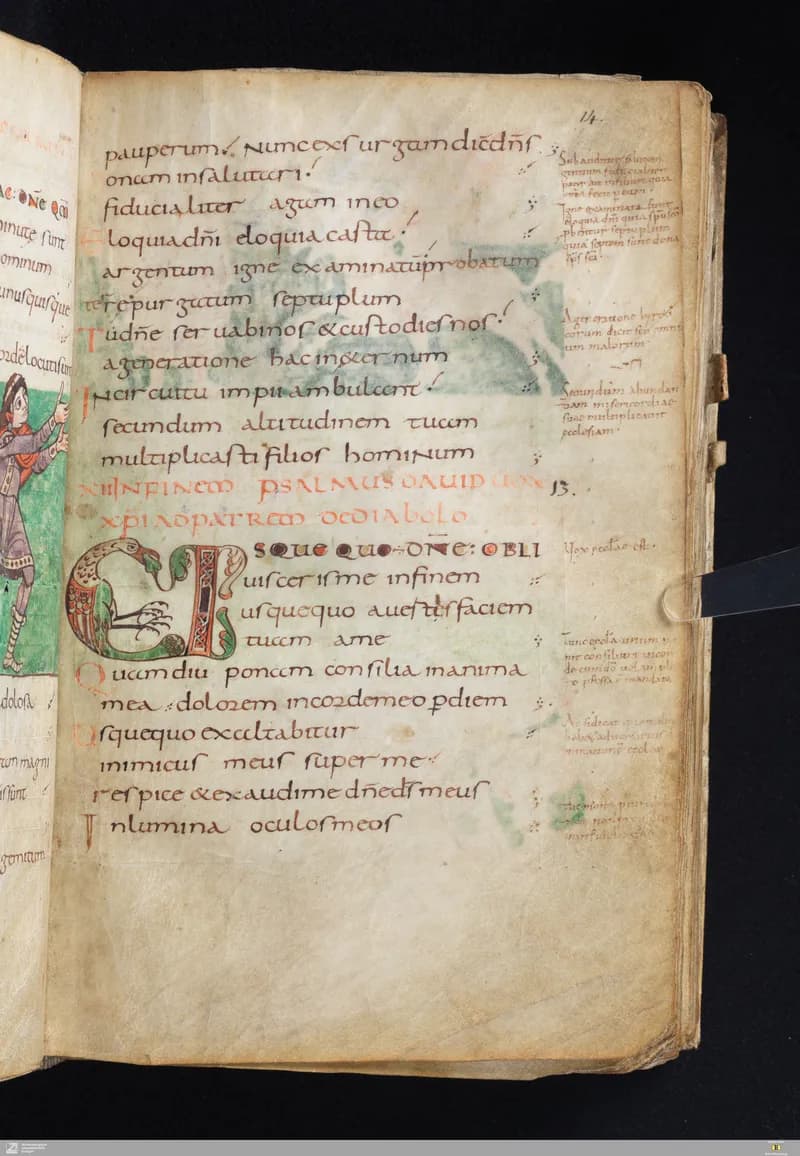 Stuttgart Psalter, Psalm 8 (folio 14r) by Master of the Stuttgart Psalter depicting Psalms 8