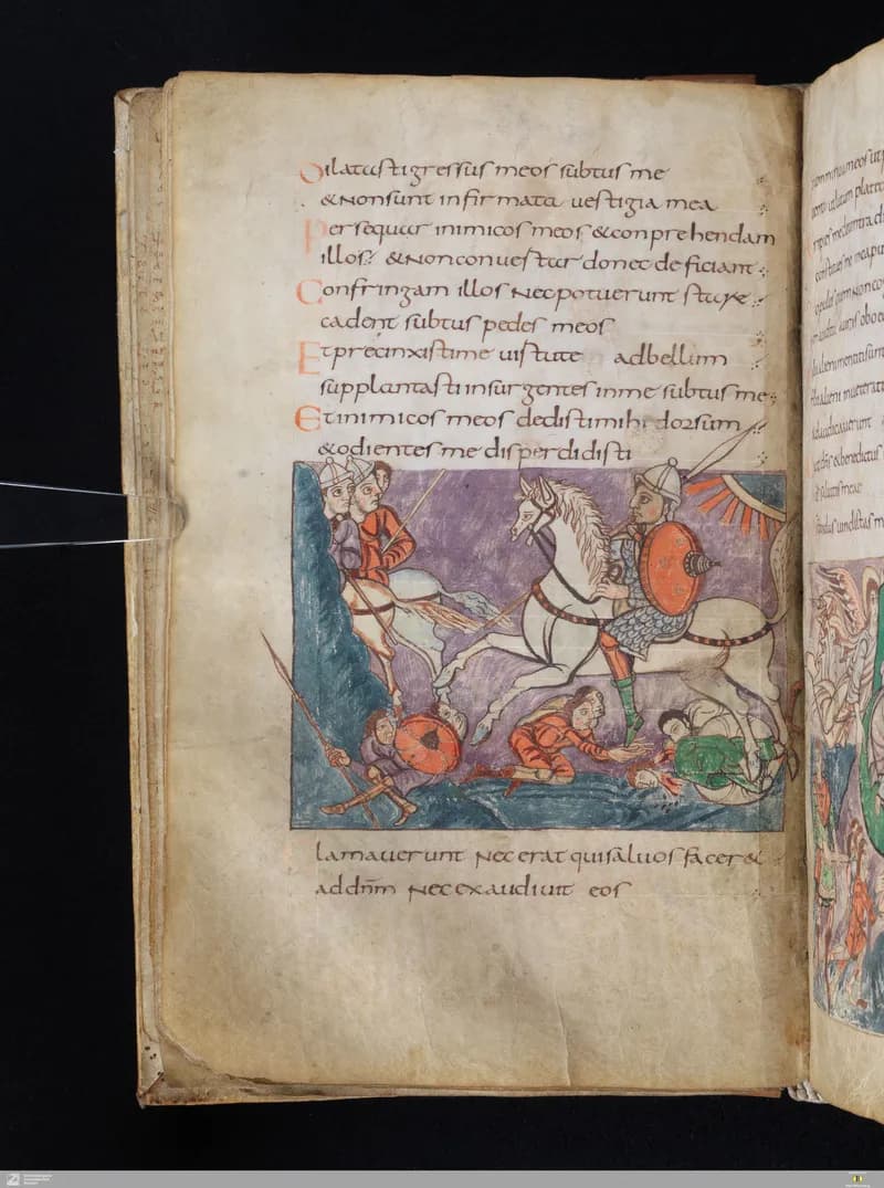 Stuttgart Psalter, Psalm 15 (folio 21v) by Master of the Stuttgart Psalter depicting Psalms 15