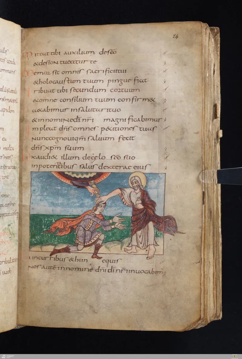 Stuttgart Psalter, Psalm 17 (folio 24r) by Master of the Stuttgart Psalter depicting Psalms 17