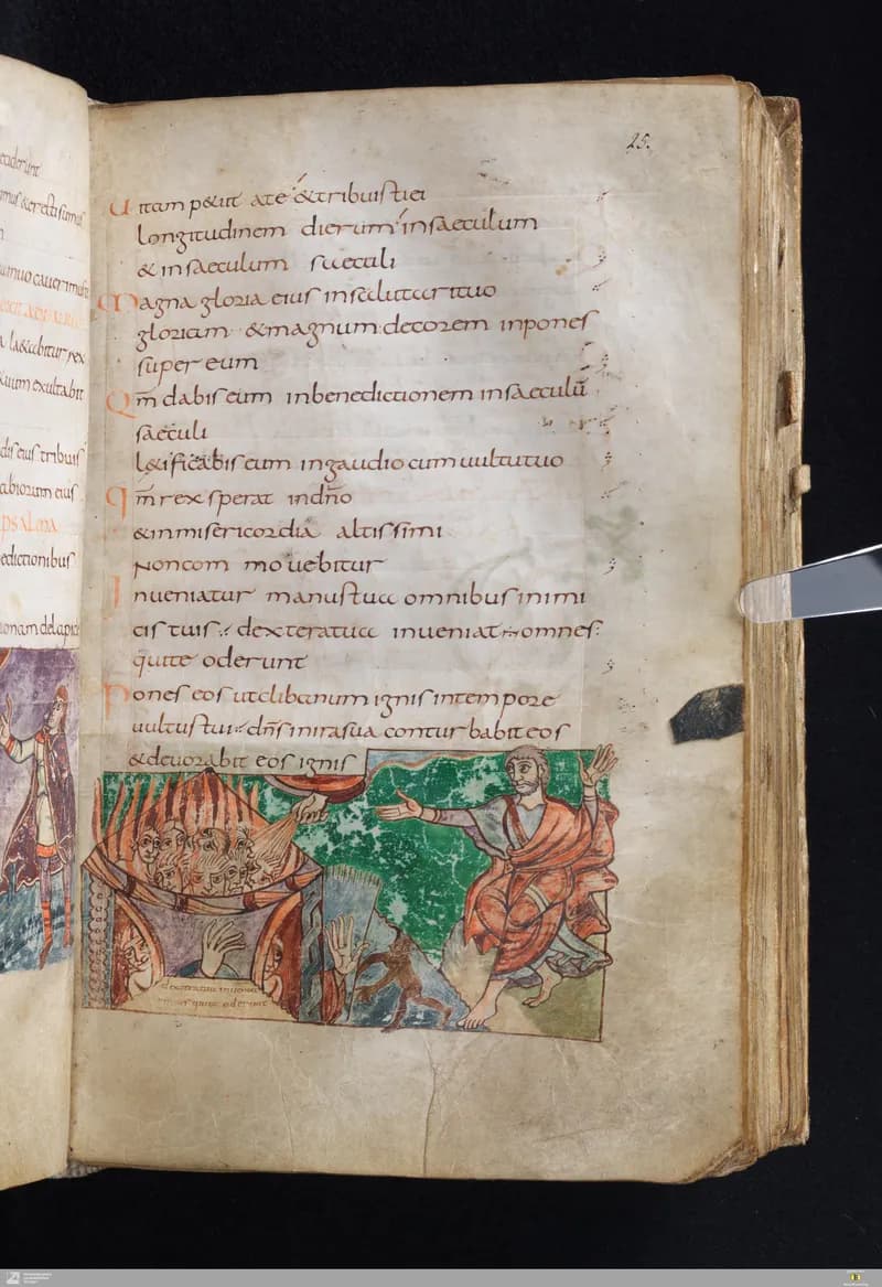 Stuttgart Psalter, Psalm 18 (folio 25r) by Master of the Stuttgart Psalter depicting Psalms 18