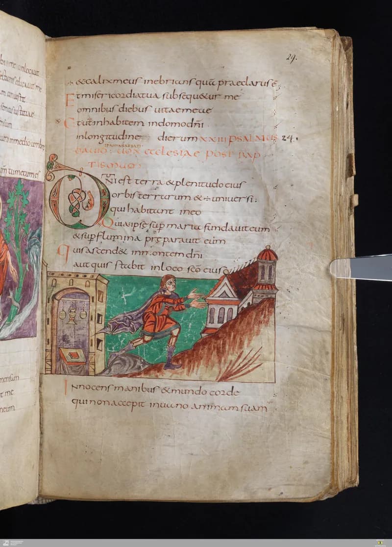Stuttgart Psalter, Psalm 22 (folio 29r) by Master of the Stuttgart Psalter depicting Psalms 22