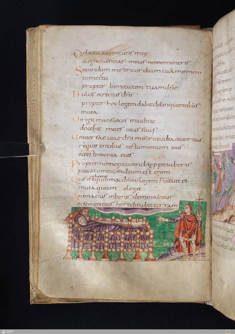 Stuttgart Psalter, Psalm 23 (folio 30v) by Master of the Stuttgart Psalter depicting Psalms 23