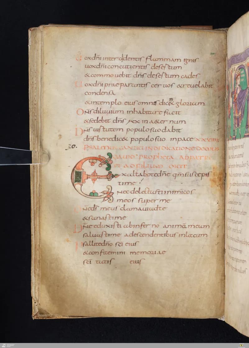 Stuttgart Psalter, Psalm 28 (folio 35v) by Master of the Stuttgart Psalter depicting Psalms 28
