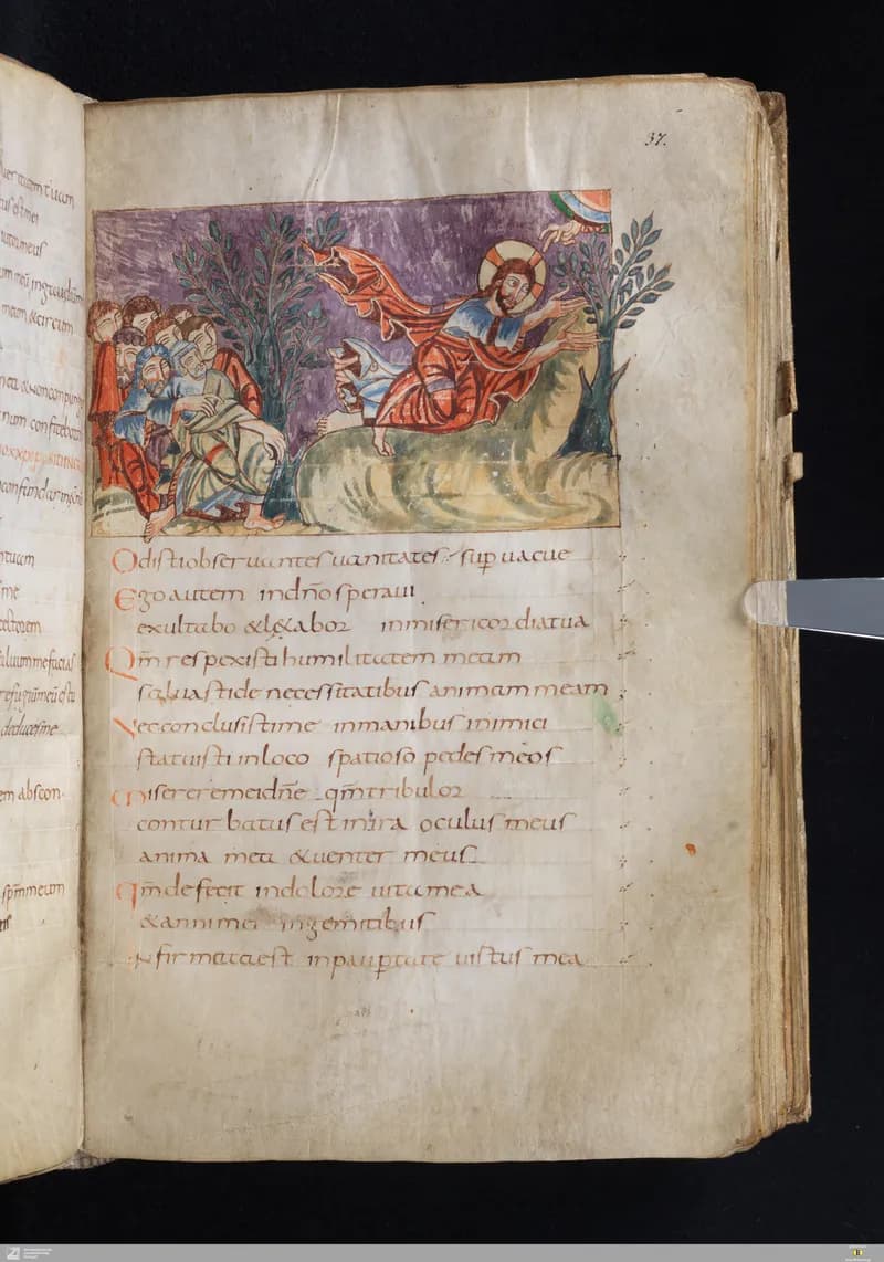 Stuttgart Psalter, Psalm 29 (folio 37r) by Master of the Stuttgart Psalter depicting Psalms 29