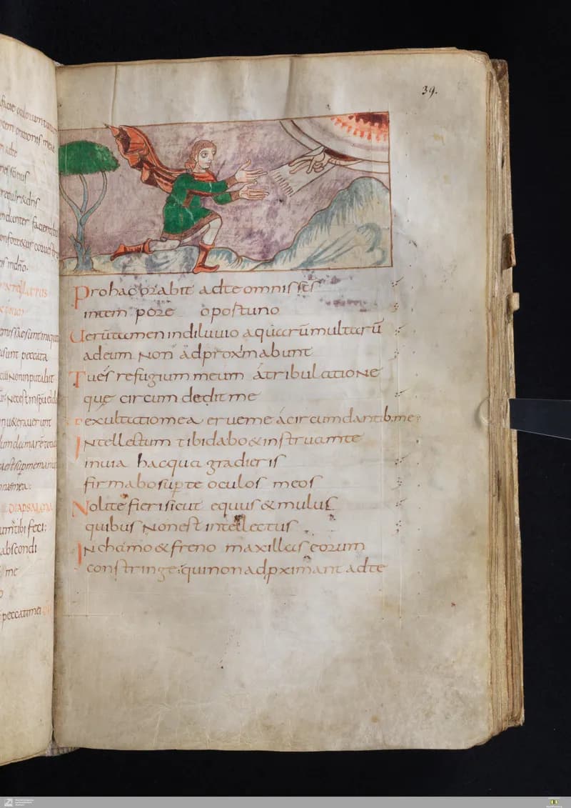 Stuttgart Psalter, Psalm 31 (folio 39r) by Master of the Stuttgart Psalter depicting Psalms 31