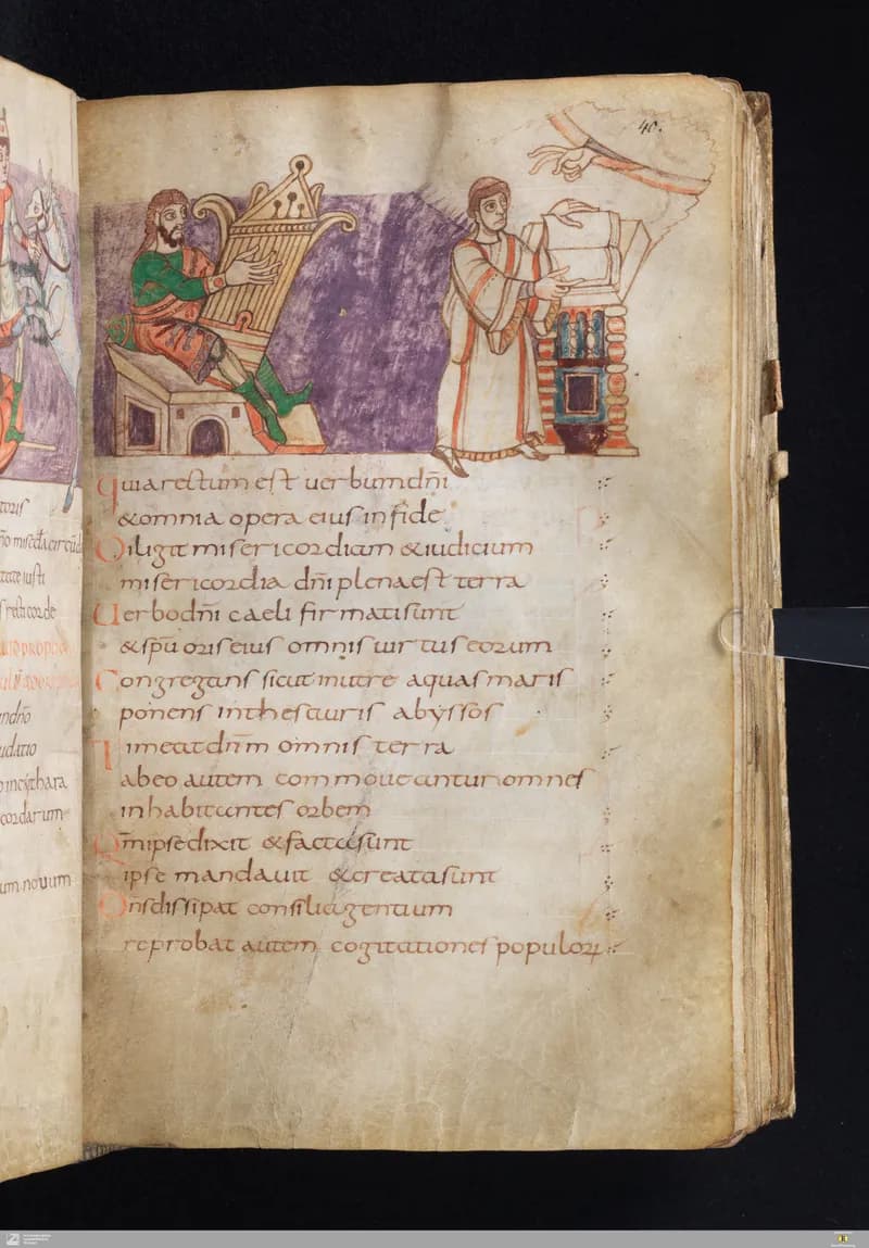 Stuttgart Psalter, Psalm 32 (folio 40r) by Master of the Stuttgart Psalter depicting Psalms 32