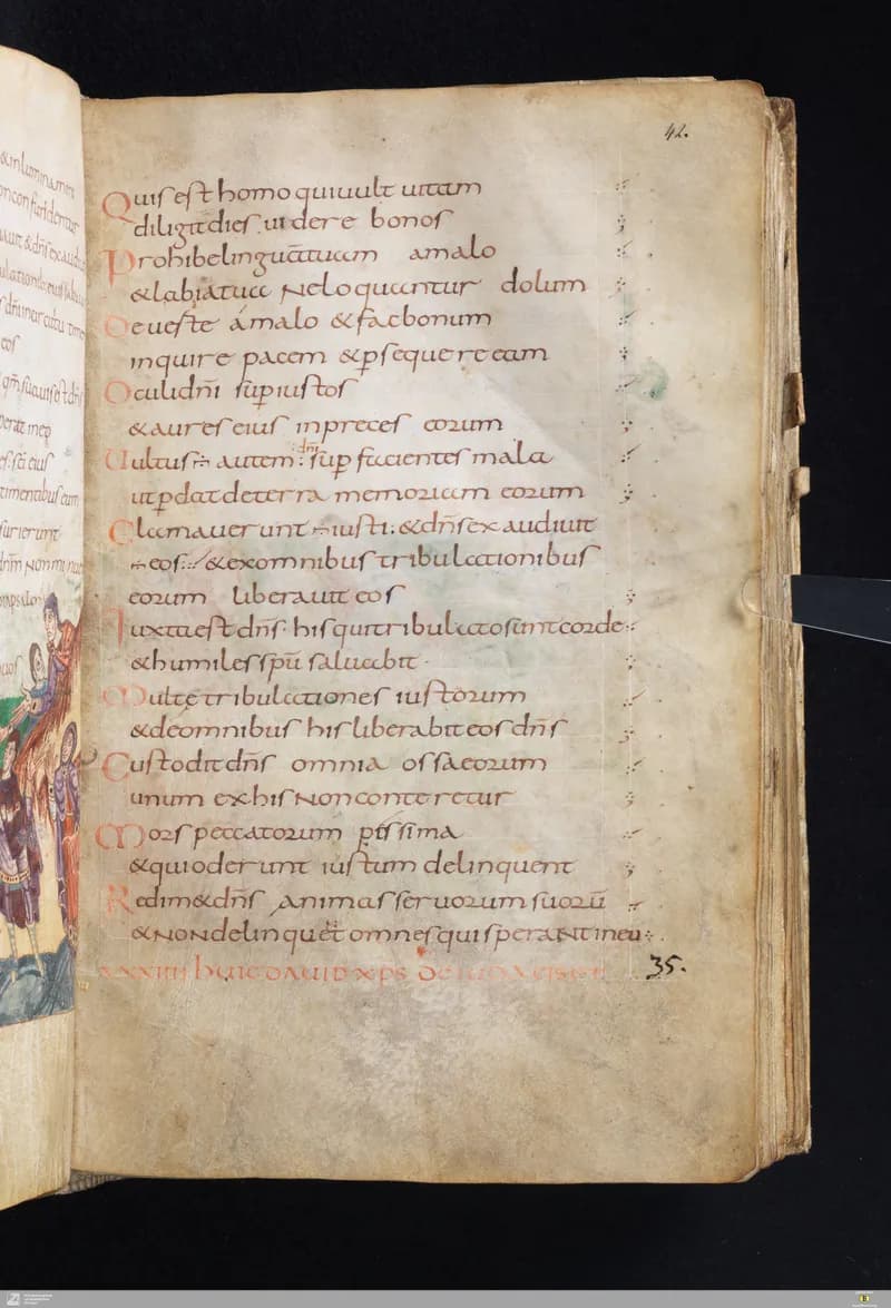 Stuttgart Psalter, Psalm 34 (folio 42r) by Master of the Stuttgart Psalter depicting Psalms 34