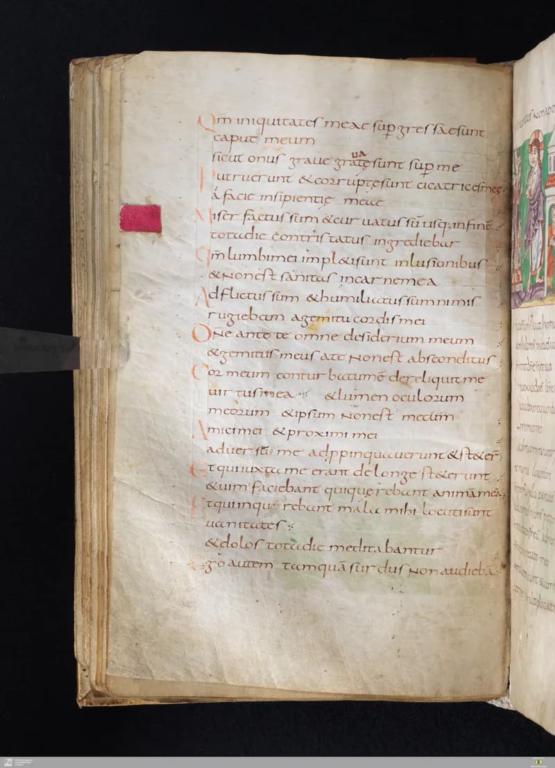 Stuttgart Psalter, Psalm 40 (folio 48v) by Master of the Stuttgart Psalter depicting Psalms 40