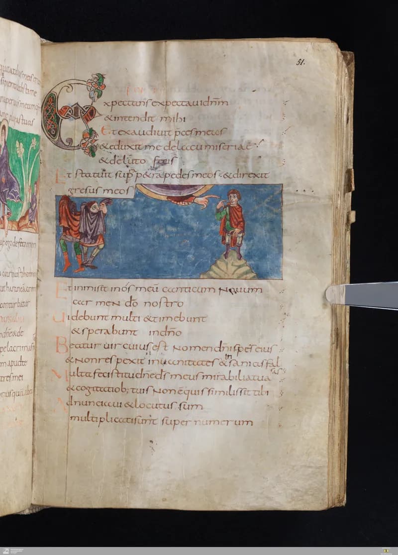 Stuttgart Psalter, Psalm 42 (folio 51r) by Master of the Stuttgart Psalter depicting Psalms 42