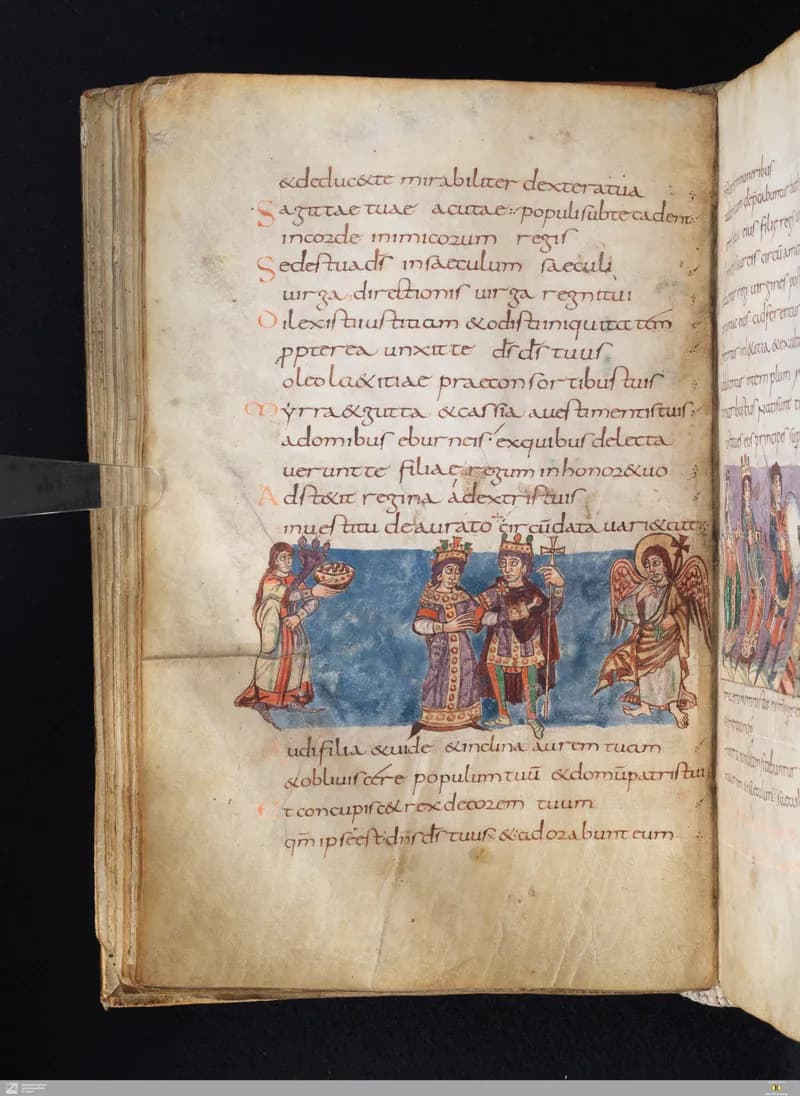 Stuttgart Psalter, Psalm 48 (folio 57v) by Master of the Stuttgart Psalter depicting Psalms 48
