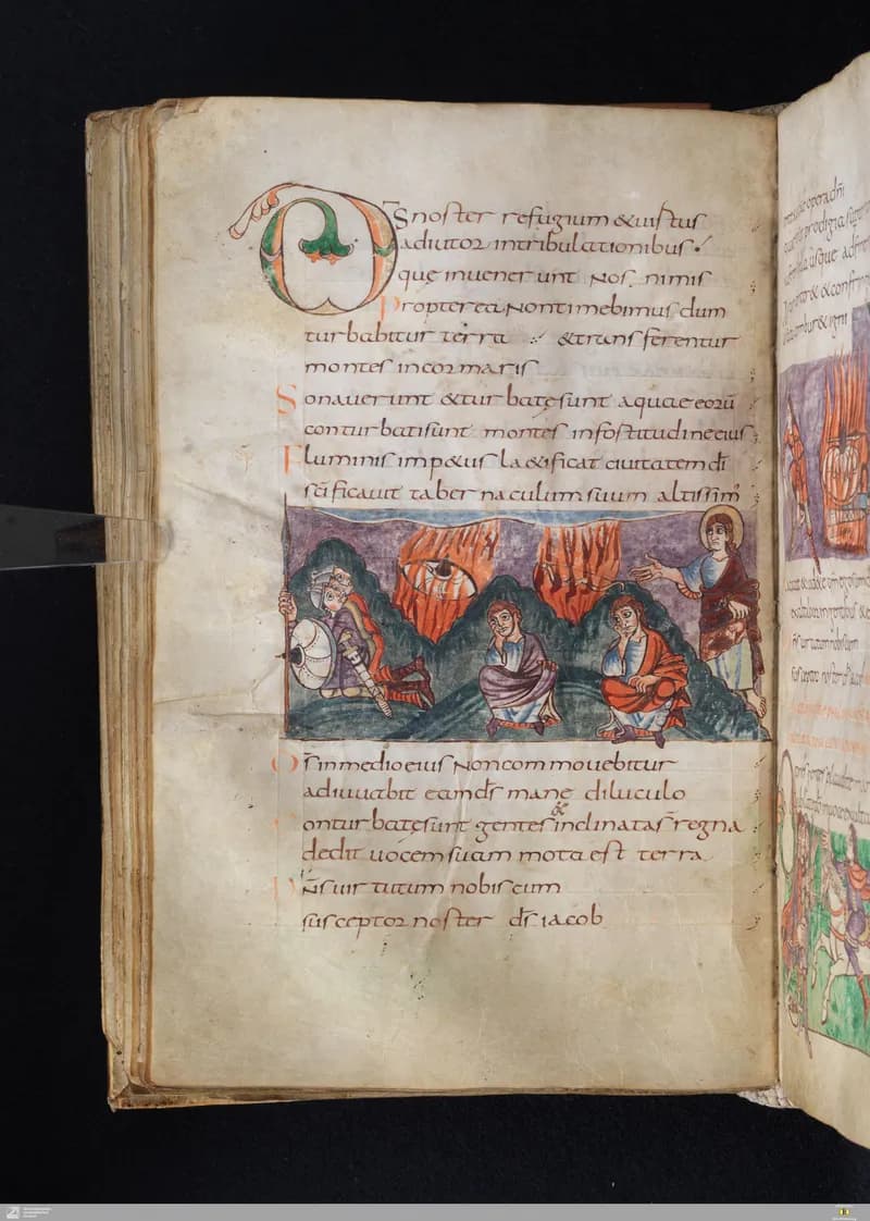 Stuttgart Psalter, Psalm 49 (folio 58v) by Master of the Stuttgart Psalter depicting Psalms 49
