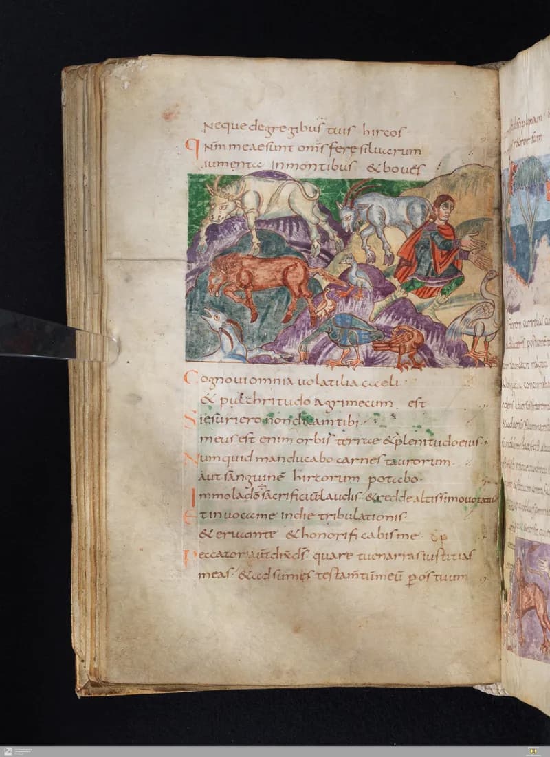 Stuttgart Psalter, Psalm 53 (folio 62v) by Master of the Stuttgart Psalter depicting Psalms 53