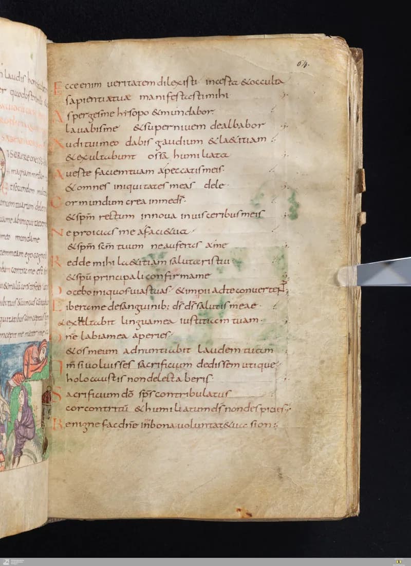 Stuttgart Psalter, Psalm 54 (folio 64r) by Master of the Stuttgart Psalter depicting Psalms 54
