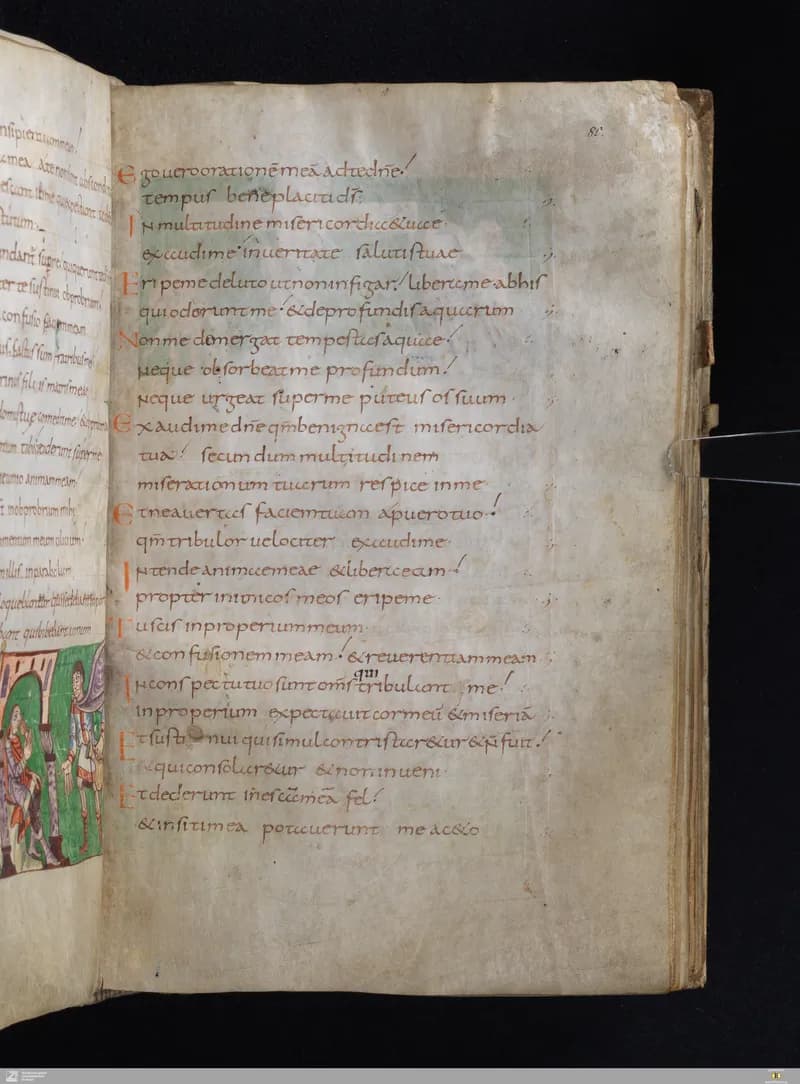 Stuttgart Psalter, Psalm 70 (folio 80r) by Master of the Stuttgart Psalter depicting Psalms 70