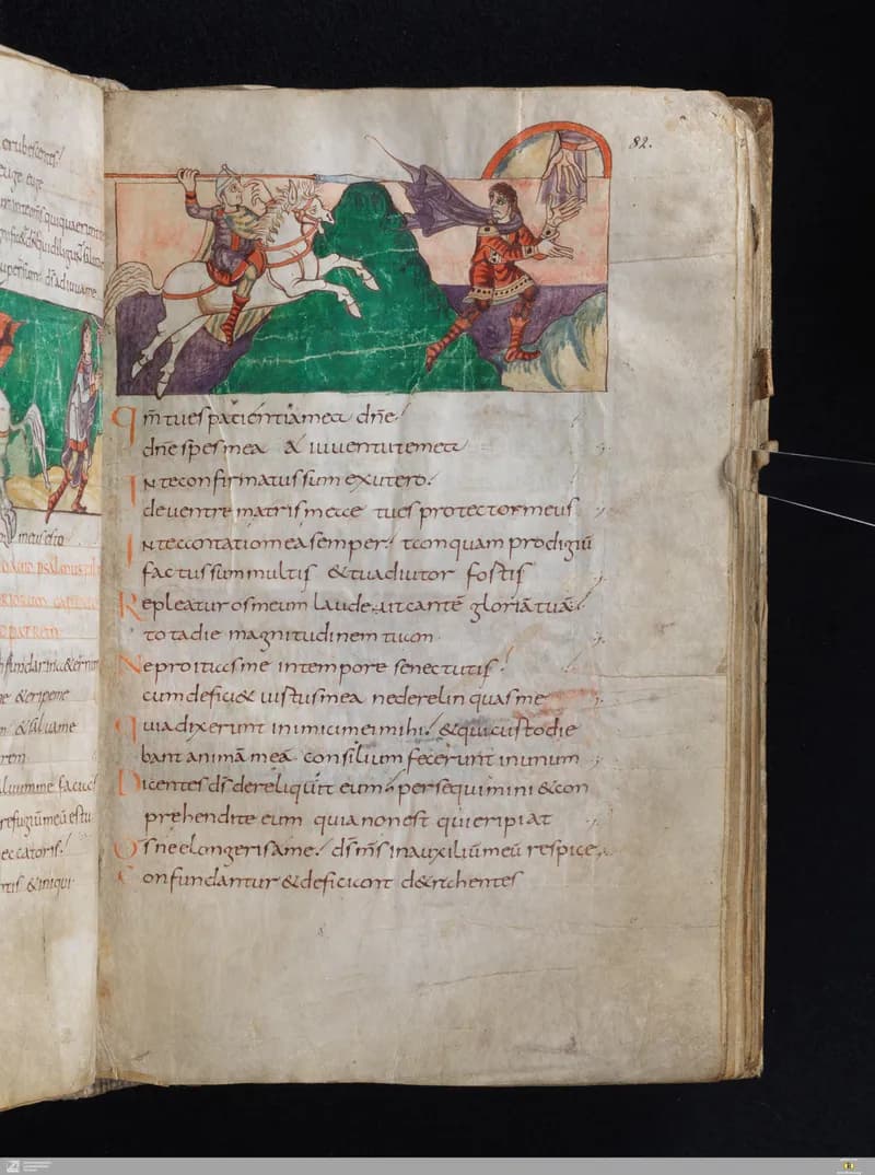 Stuttgart Psalter, Psalm 72 (folio 82r) by Master of the Stuttgart Psalter depicting Psalms 72