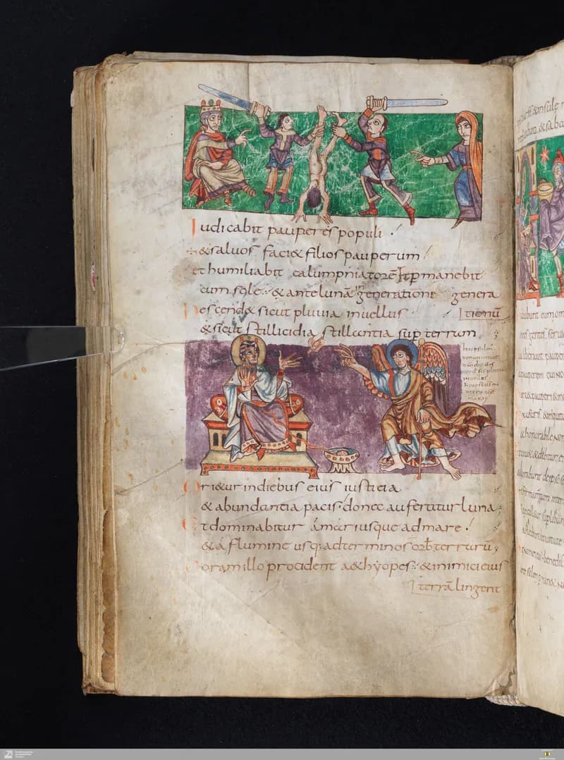 Stuttgart Psalter, Psalm 73 (folio 83v) by Master of the Stuttgart Psalter depicting Psalms 73