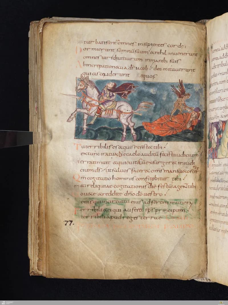 Stuttgart Psalter, Psalm 78 (folio 88v) by Master of the Stuttgart Psalter depicting Psalms 78