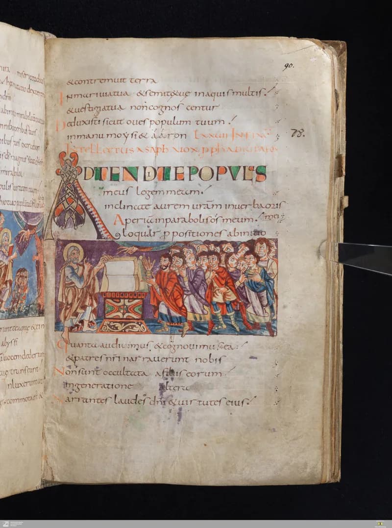 Stuttgart Psalter, Psalm 79 (folio 90r) by Master of the Stuttgart Psalter depicting Psalms 79