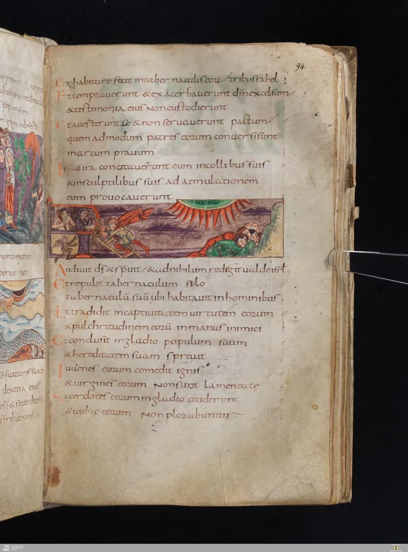 Stuttgart Psalter, Psalm 83 (folio 94r) by Master of the Stuttgart Psalter depicting Psalms 83