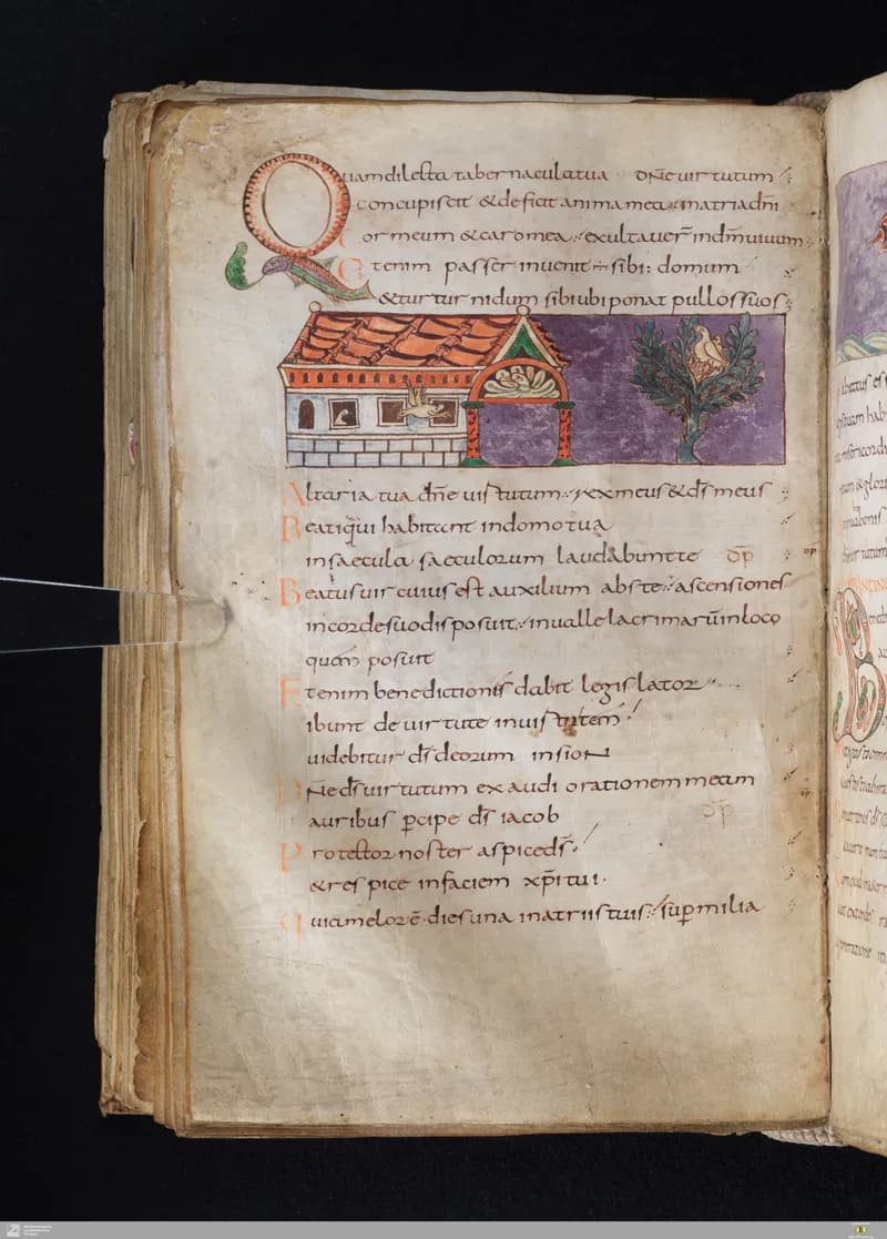 Stuttgart Psalter, Psalm 88 (folio 99v) by Master of the Stuttgart Psalter depicting Psalms 88