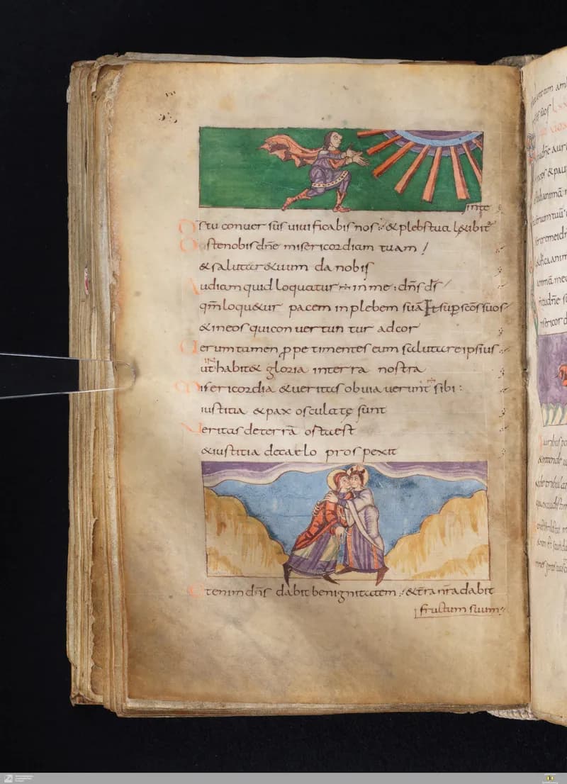 Stuttgart Psalter, Psalm 89 (folio 100v) by Master of the Stuttgart Psalter depicting Psalms 89