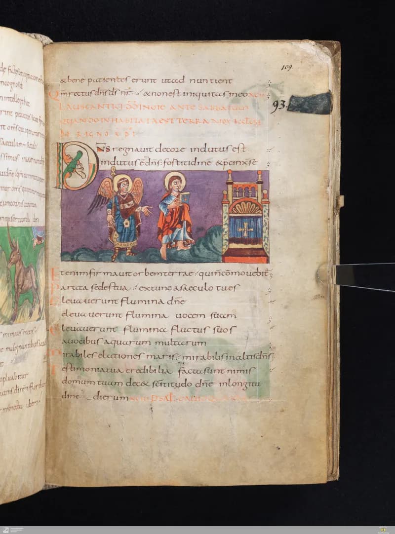 Stuttgart Psalter, Psalm 97 (folio 109r) by Master of the Stuttgart Psalter depicting Psalms 97