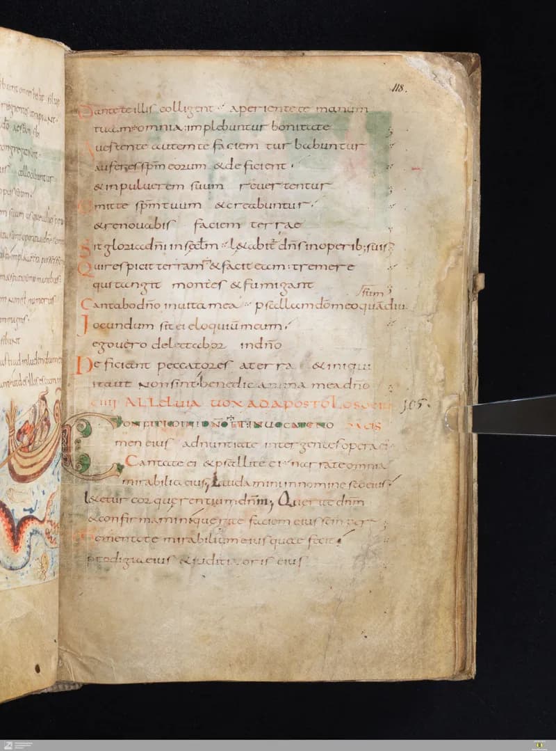 Stuttgart Psalter, Psalm 106 (folio 118r) by Master of the Stuttgart Psalter depicting Psalms 106