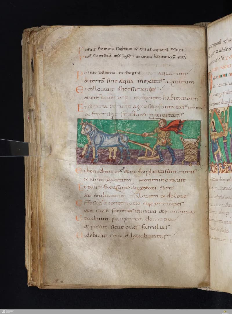 Stuttgart Psalter, Psalm 112 (folio 124v) by Master of the Stuttgart Psalter depicting Psalms 112