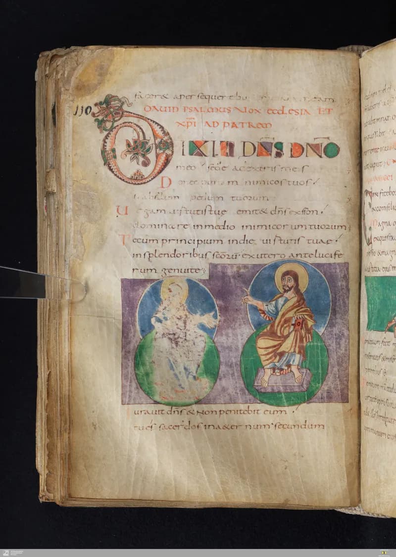Stuttgart Psalter, Psalm 115 (folio 127v) by Master of the Stuttgart Psalter depicting Psalms 115