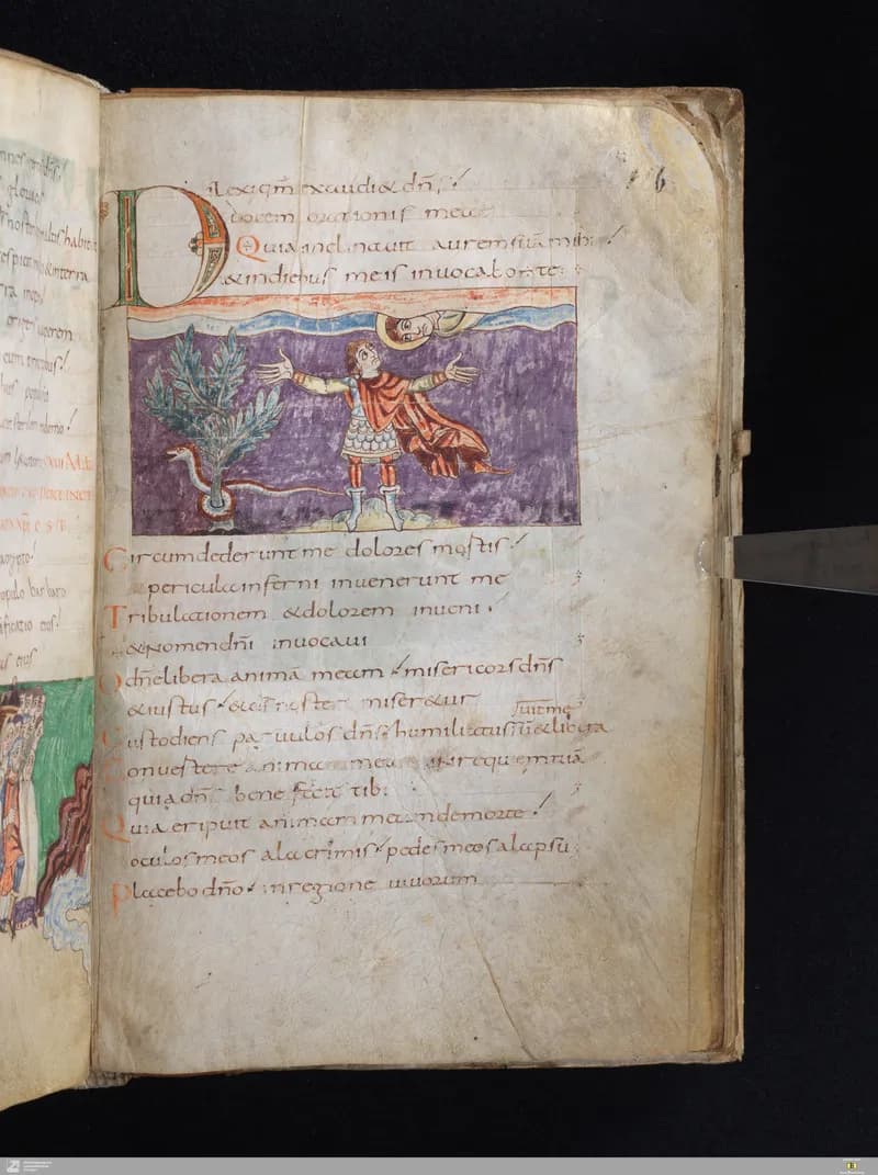 Stuttgart Psalter, Psalm 117 (folio 130r) by Master of the Stuttgart Psalter depicting Psalms 117