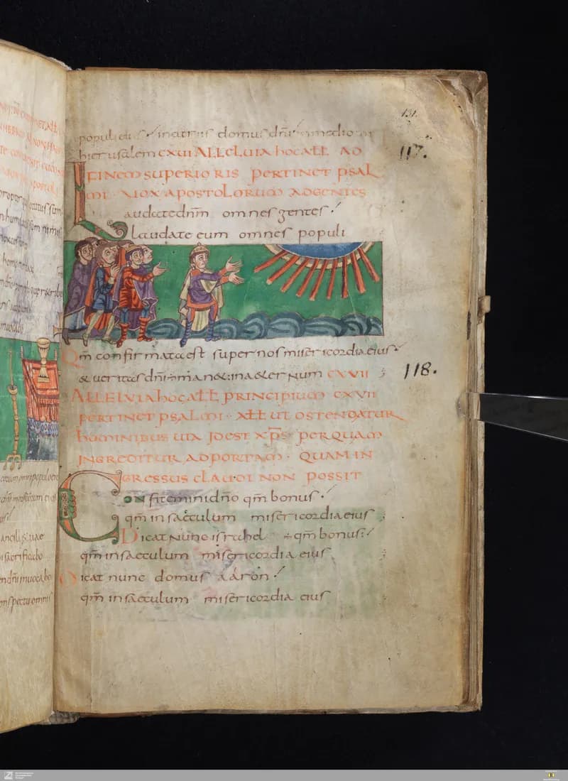 Stuttgart Psalter, Psalm 118 (folio 131r) by Master of the Stuttgart Psalter depicting Psalms 118