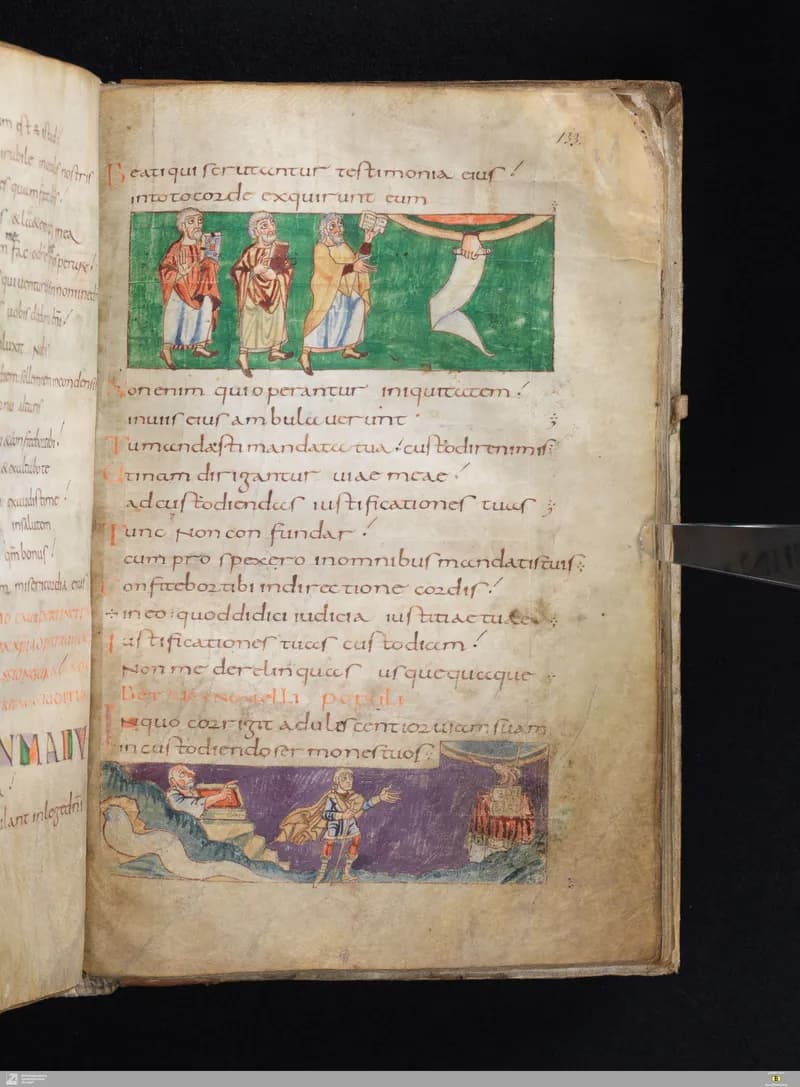 Stuttgart Psalter, Psalm 120 (folio 133r) by Master of the Stuttgart Psalter depicting Psalms 120