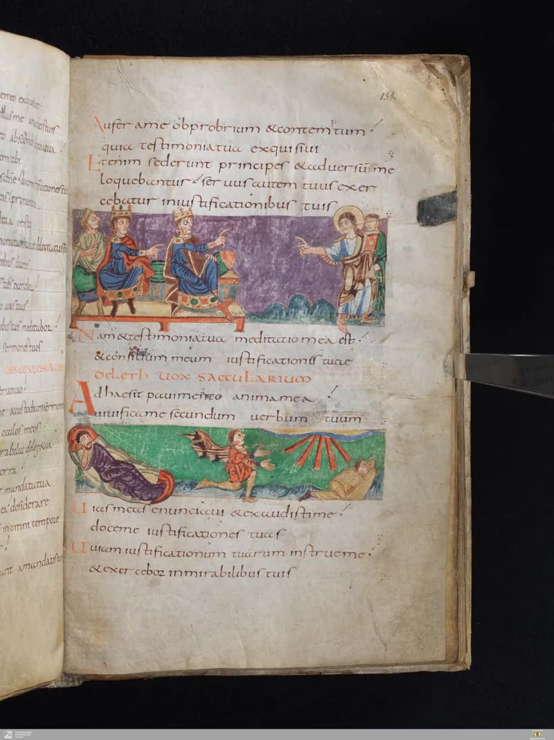 Stuttgart Psalter, Psalm 121 (folio 134r) by Master of the Stuttgart Psalter depicting Psalms 121