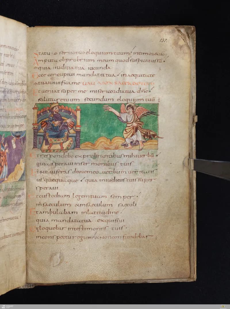 Stuttgart Psalter, Psalm 122 (folio 135r) by Master of the Stuttgart Psalter depicting Psalms 122