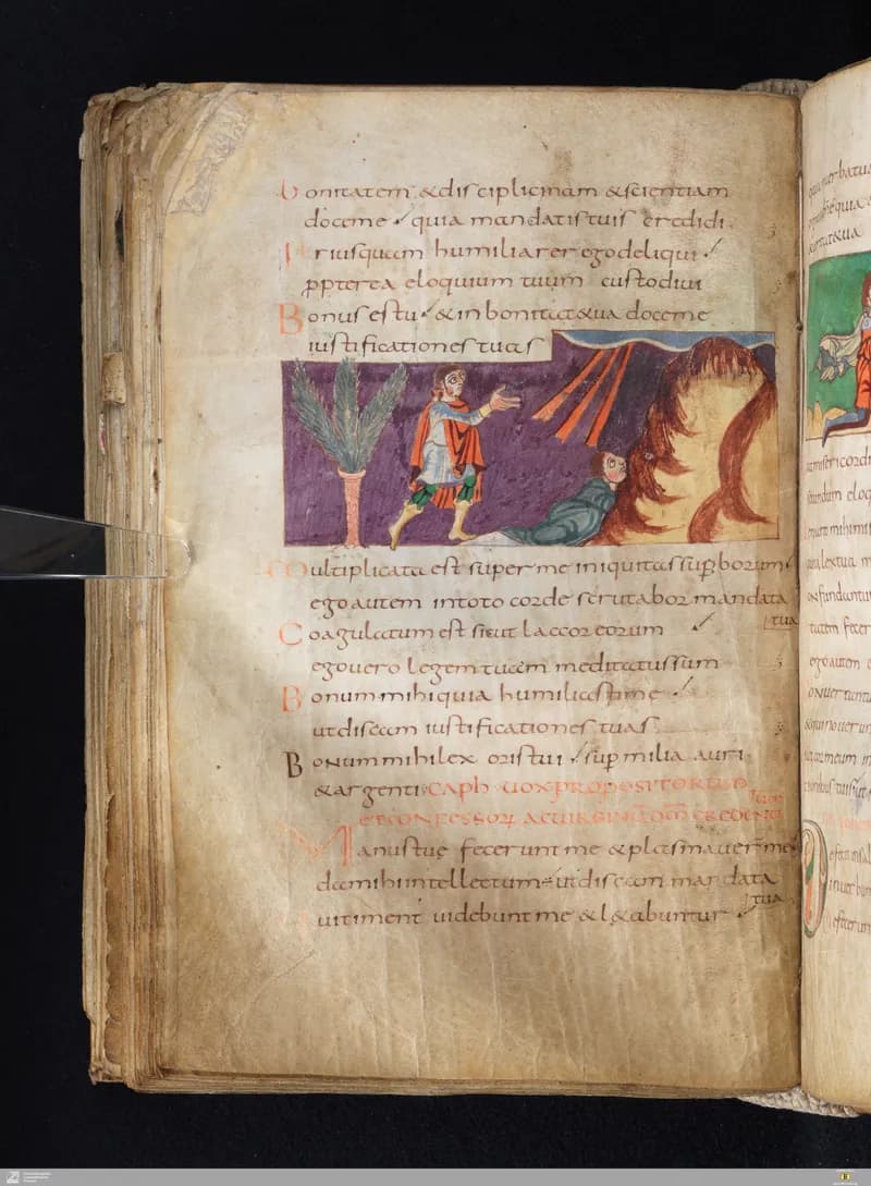 Stuttgart Psalter, Psalm 123 (folio 136v) by Master of the Stuttgart Psalter depicting Psalms 123