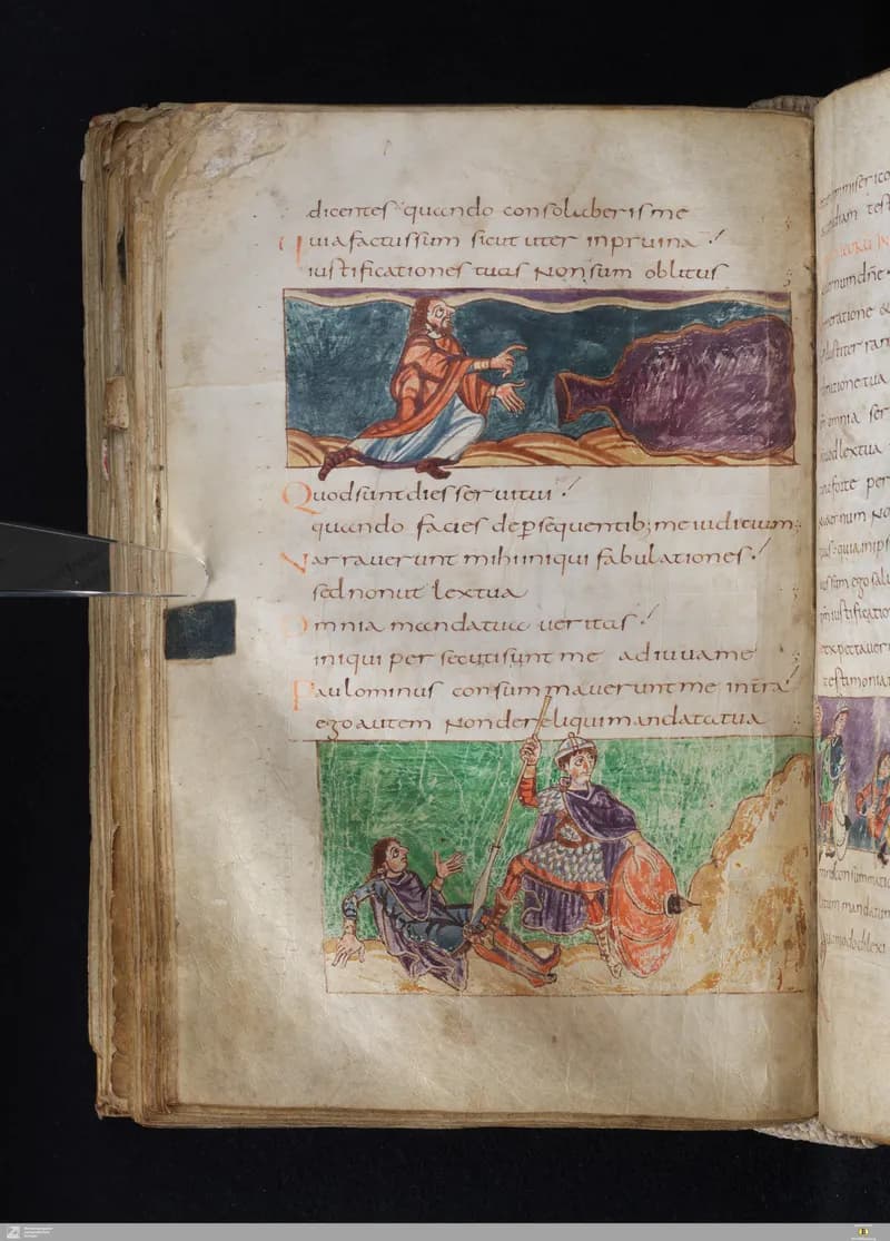 Stuttgart Psalter, Psalm 124 (folio 137v) by Master of the Stuttgart Psalter depicting Psalms 124