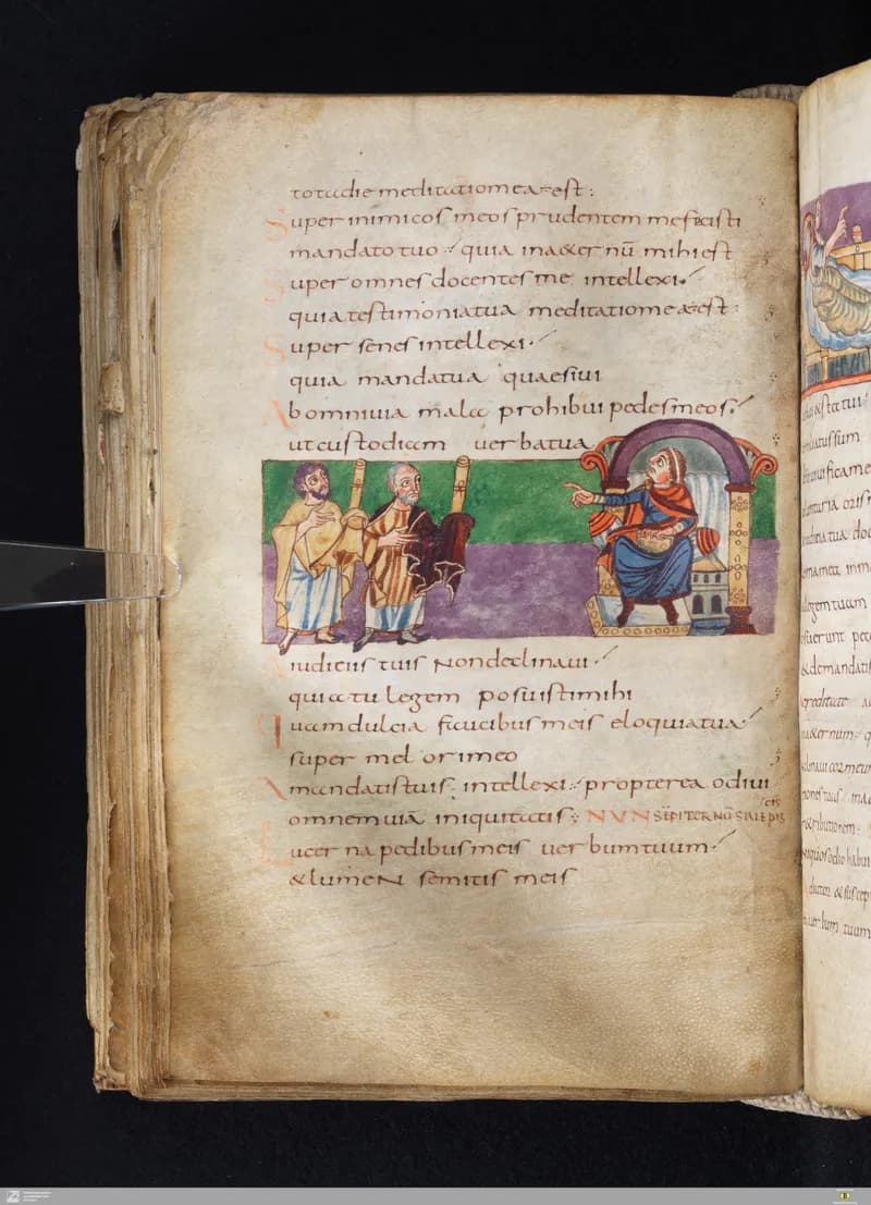 Stuttgart Psalter, Psalm 125 (folio 138v) by Master of the Stuttgart Psalter depicting Psalms 125