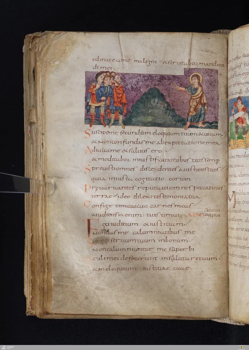 Stuttgart Psalter, Psalm 126 (folio 139v) by Master of the Stuttgart Psalter depicting Psalms 126