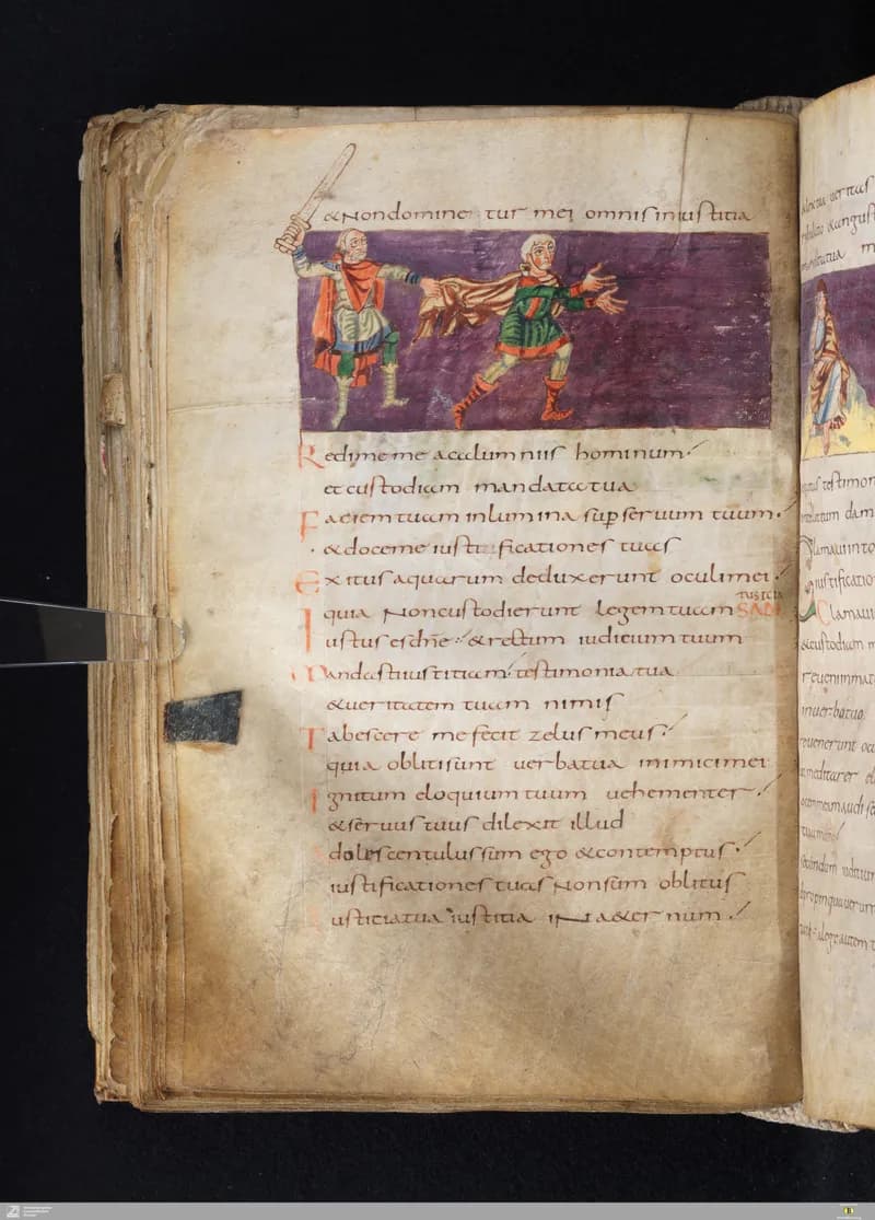 Stuttgart Psalter, Psalm 127 (folio 140v) by Master of the Stuttgart Psalter depicting Psalms 127